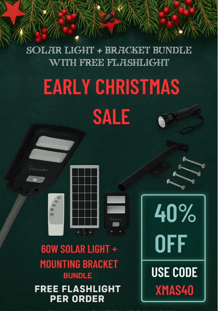 60W Solar Street Light + Mounting Bracket Bundle - Endurance Lights