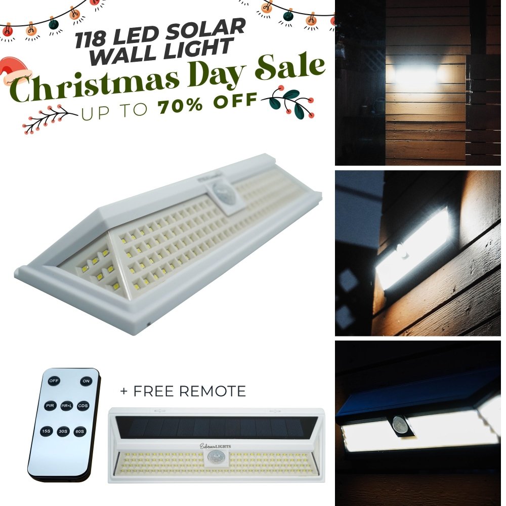 118 LED Solar Wall Light (white) - Endurance Lights